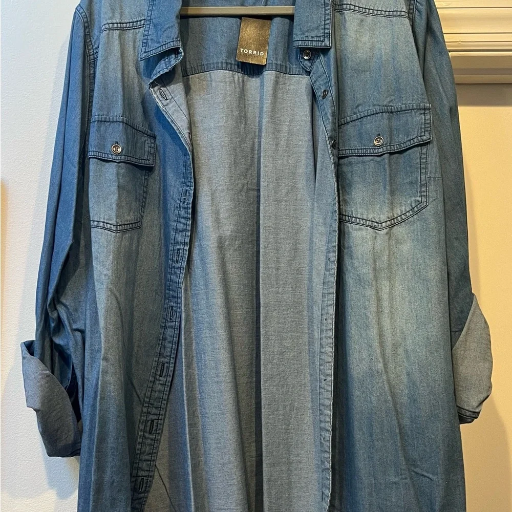 Torrid Medium-Wash Denim Button-Down - Picture 1 of 1